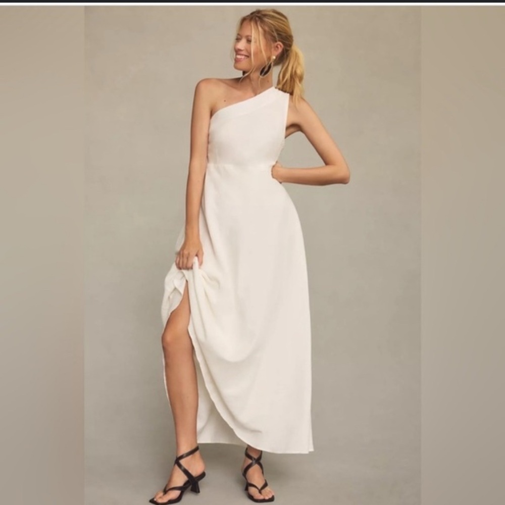 Farm Rio White One-Shoulder smocked dress